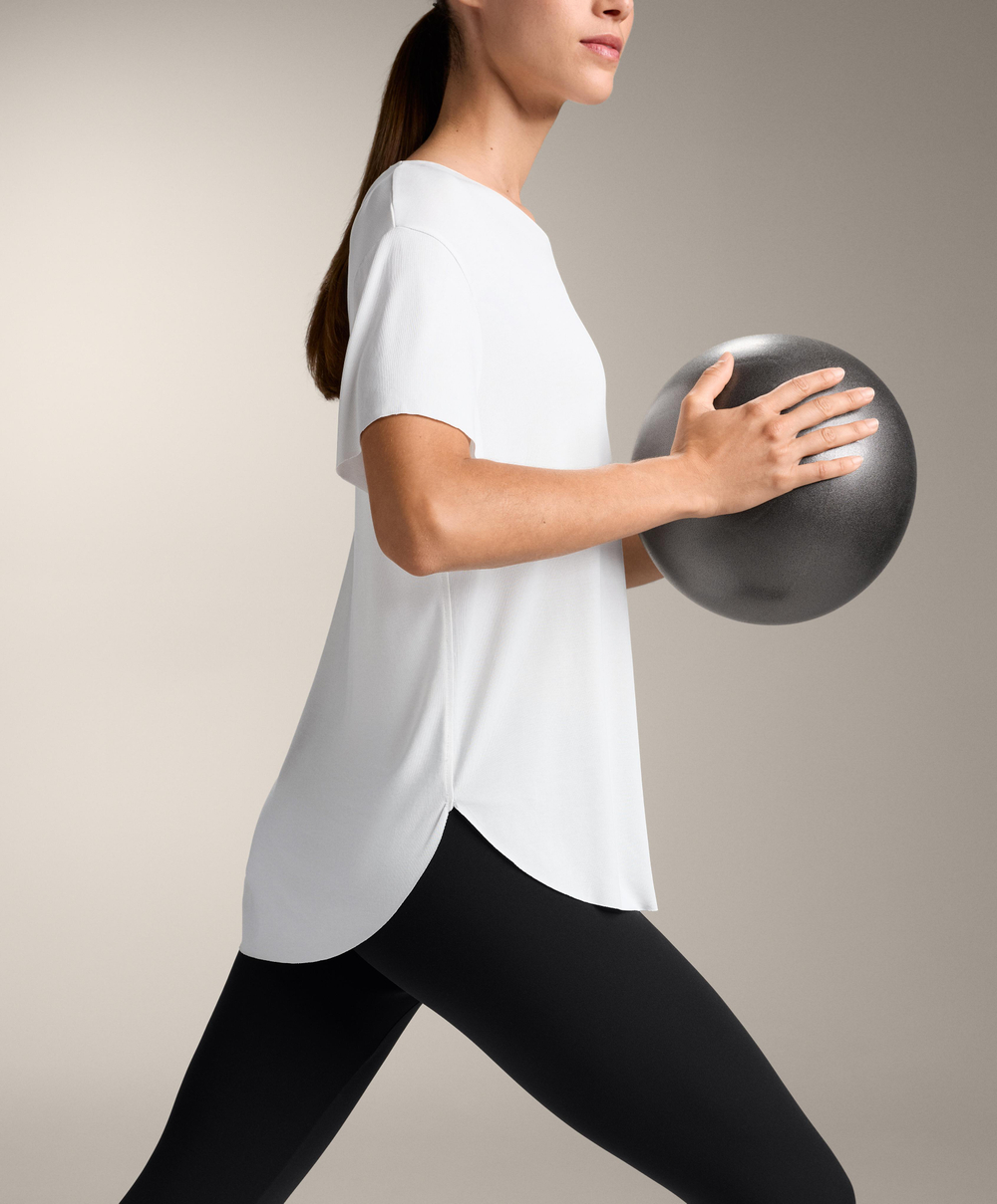 Oysho Футболка из модала с короткими рукавами, белый