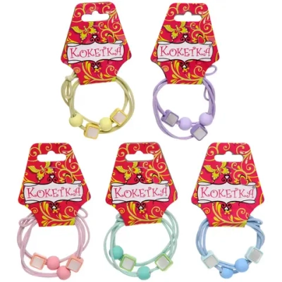 Резинки для волос детские 2шт «МЯТНЫЙ БУМ», квадратики, микс 5 цветов, d-5.5см (Кокетка)