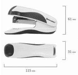 Степлер №24/6, 26/6 BRAUBERG "JET PRO", до 25 листов, эргономичный, бело-черный, 228585