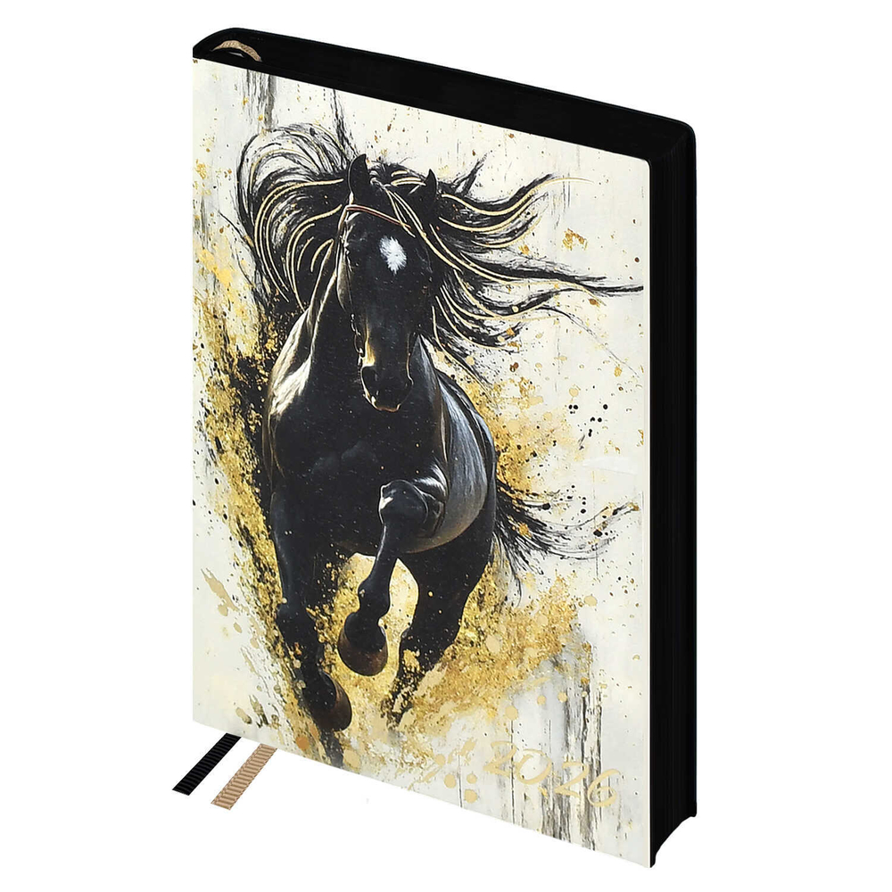 Ежедневник датированный 2026 ESCALADA, А6, 120 л., арт. 70315/ 20 БЕЙБИСКИН ЧЁРНЫЙ (кожзам: 105x150 мм, мягкий переплёт, материал обложки: искусственная кожа "Бейбискин"; декор: тиснение фольгой; способ крепления блока: ниткошвейный; вн. блок: 120 л.