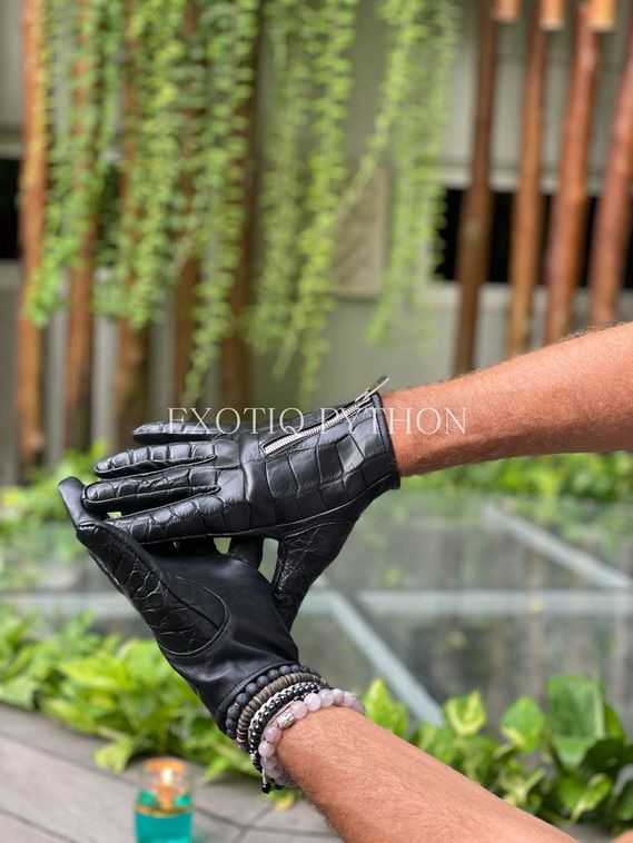 Перчатки из кожи крокодила AC-113