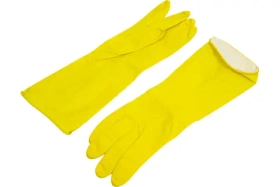 Хозяйственные латексные перчатки Komfi с х/б напылением, S, желтые 126934