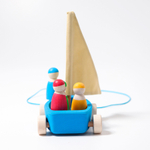 Деревянная каталка "Большая лодка и 4 морячка"