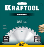 KRAFTOOL Optima 350х30мм 54Т, диск пильный по дереву