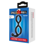 Эрекционное кольцо двойное из силикона с анальным стимулятором черное CRAZY BULL BI-210232