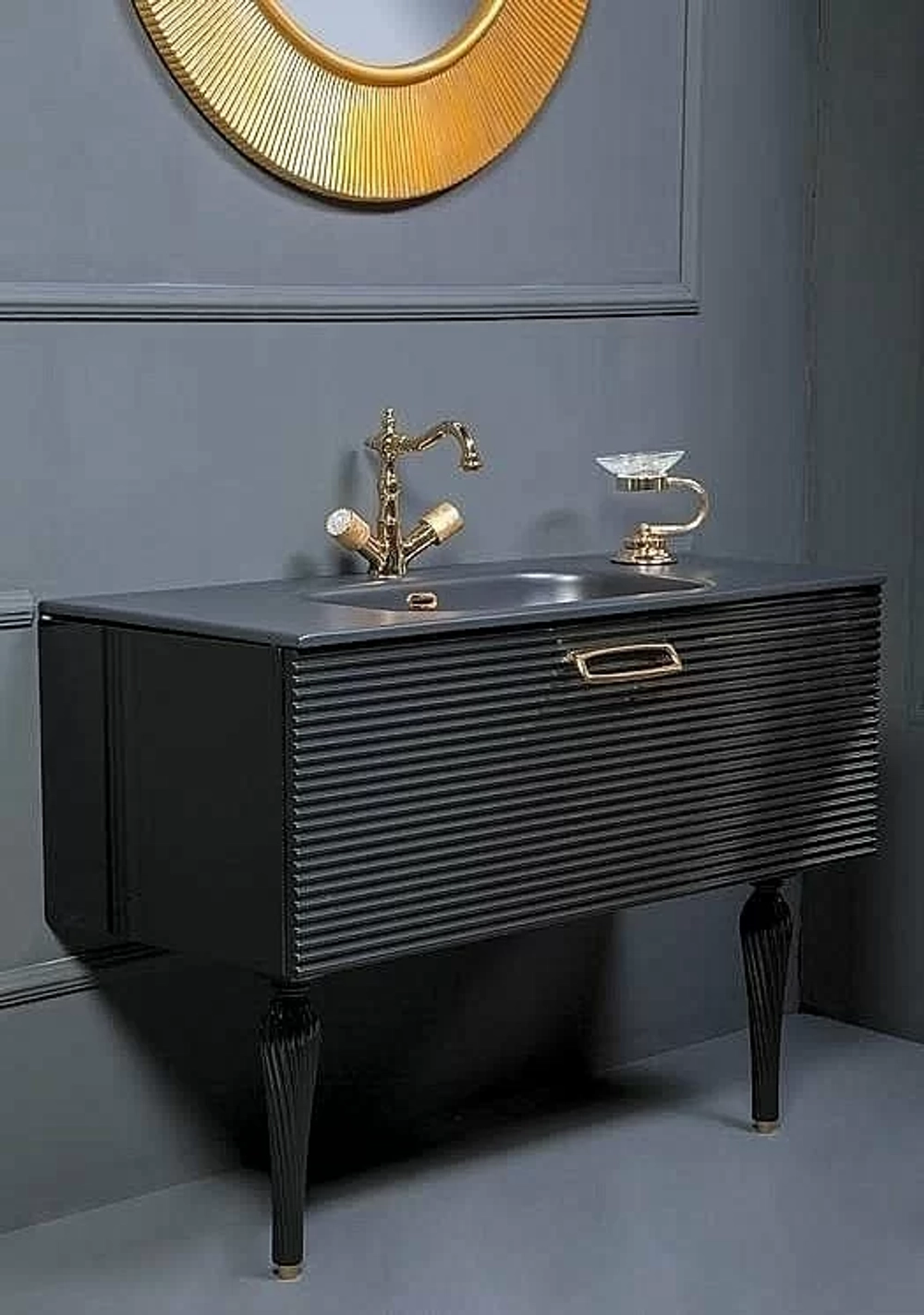 Тумба с раковиной Armadi Art Vallessi Avantgarde Linea 100 черный с золотом