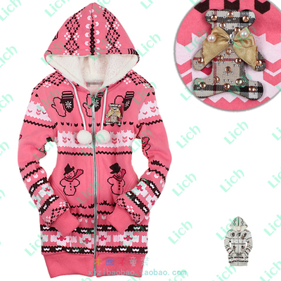 Худи детское удлиненное на молнии с зимним принтом