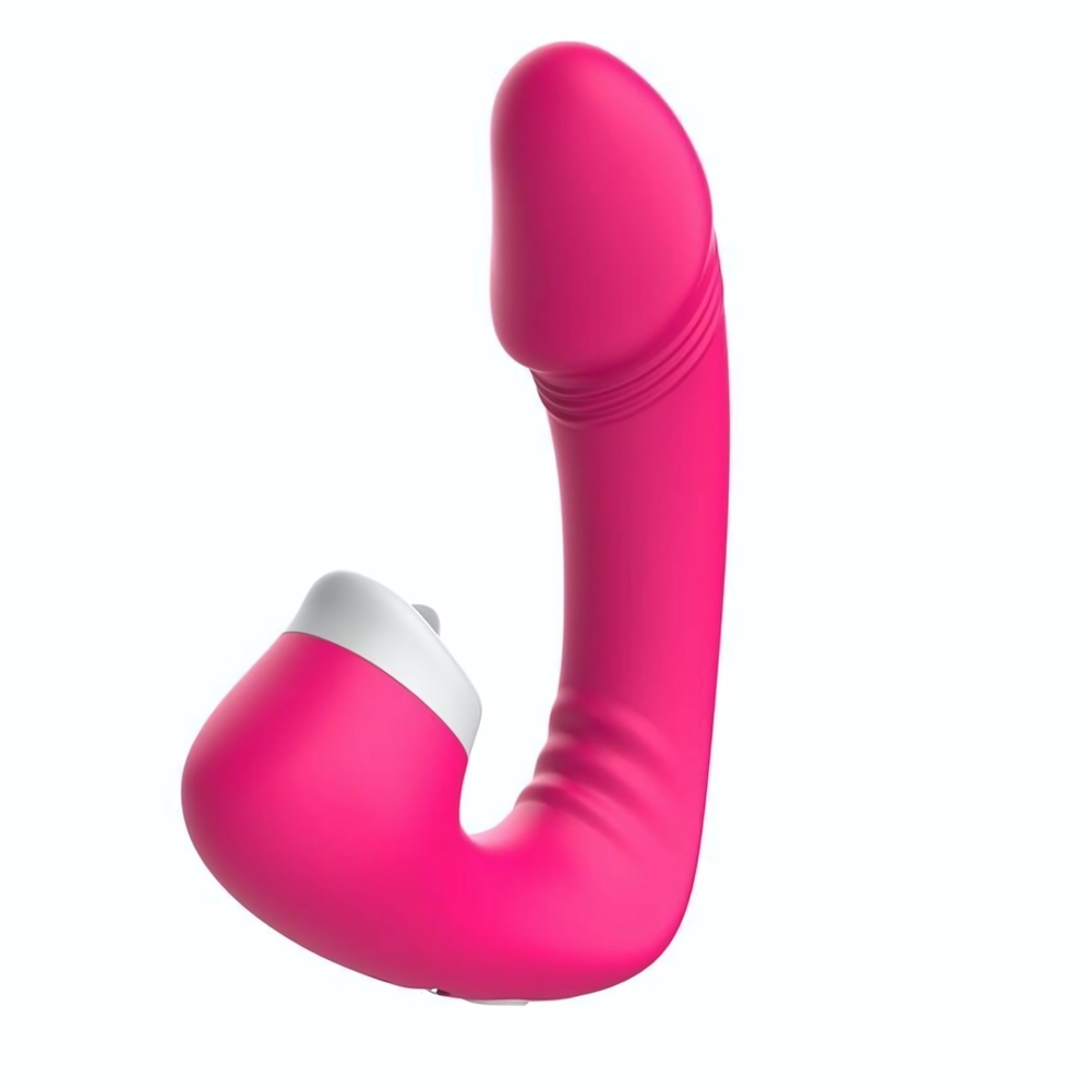 Розовый вибромассажёр с клиторальной стимуляцией (Цвет: розовый)