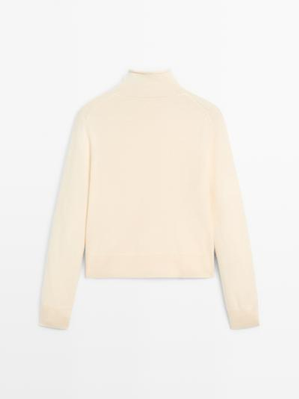 Massimo Dutti Кардиган с воротником-стойкой из 100% шерсти, натуральный, кремовый