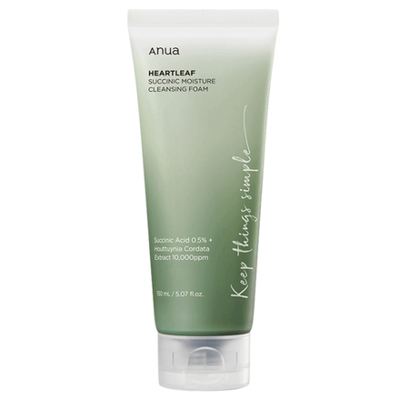 Гель-пенка для умывания с янтарной кислотой Anua Heartleaf Succinic Moisture Cleansing Foam, 150ml