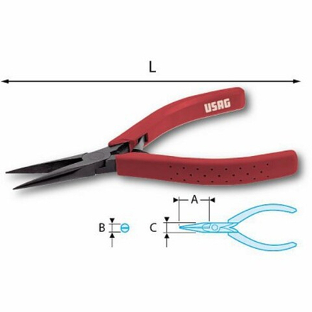 017/3 Полукруглогубцы с длинными, прямыми губками, 130 мм, USAG (Италия)