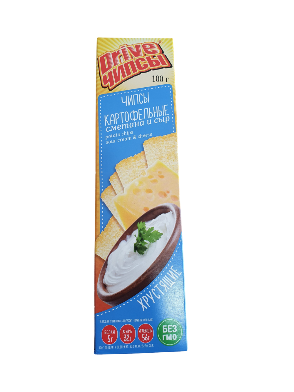 Чипсы "Drive" со вкусом сметаны и сыра, 100г