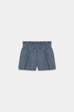 ZARA ШОРТЫ В КЛЕТКУ ВИШИ, МОРСКОЙ СИНИЙ