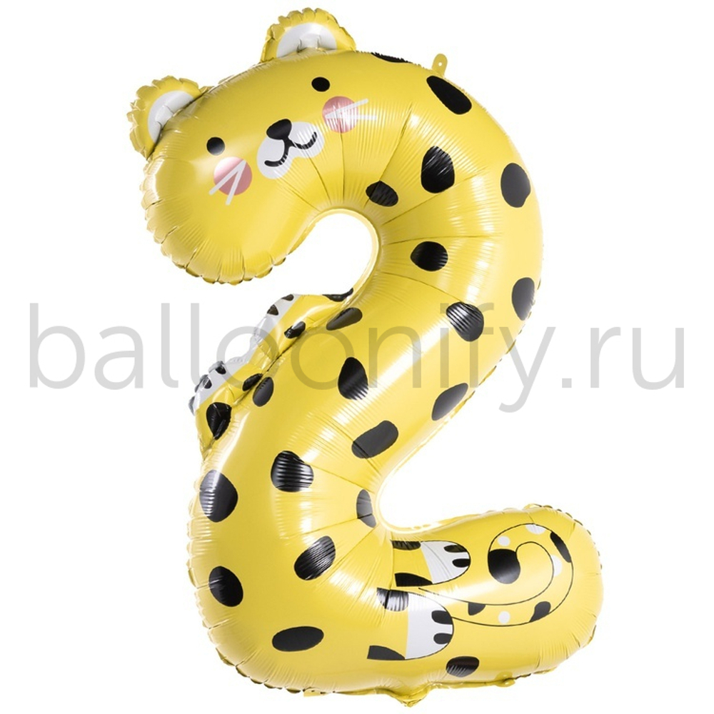 Шар ЦИФРА 2 Зоопарк Леопард 38" 96 см