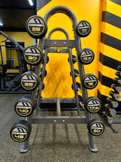 Комплект прямых фиксированных обрезиненных штанг 5 шт от 25 до 45кг