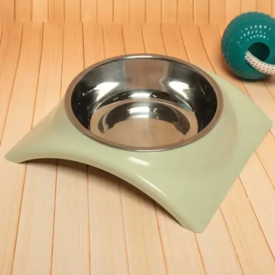 Миска металлическая «Колор-Волна» 250мл 19*16*5см на пластиковой подставке,цвет зеленый