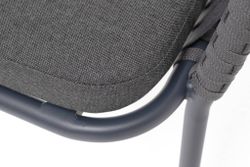 "Бордо" стул плетеный из роупа, каркас алюминий темно-серый (RAL7024) муар, роуп серый 15мм, ткань темно-серая 027