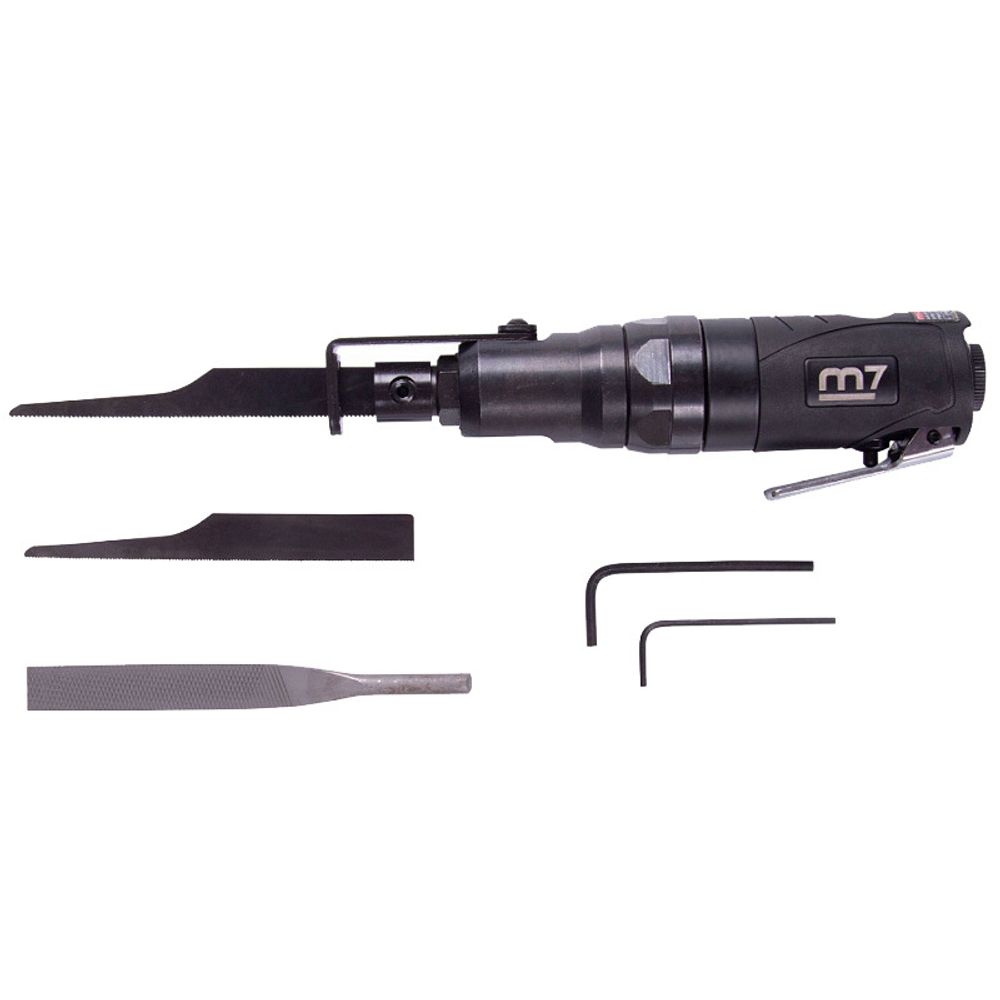 MIGHTY SEVEN (QD-260) Пневмолобзик 8 мм ход полотна, 7000 ход/мин, с набором насадок, 4 предмета