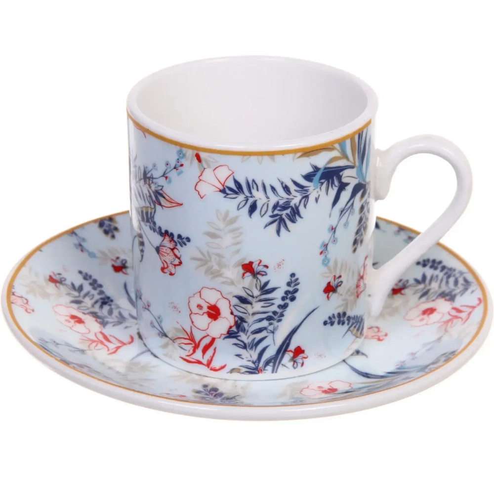 Кофейный набор 12 предметов «Paradise» (6кружек 90мл+6блюдец), голубой