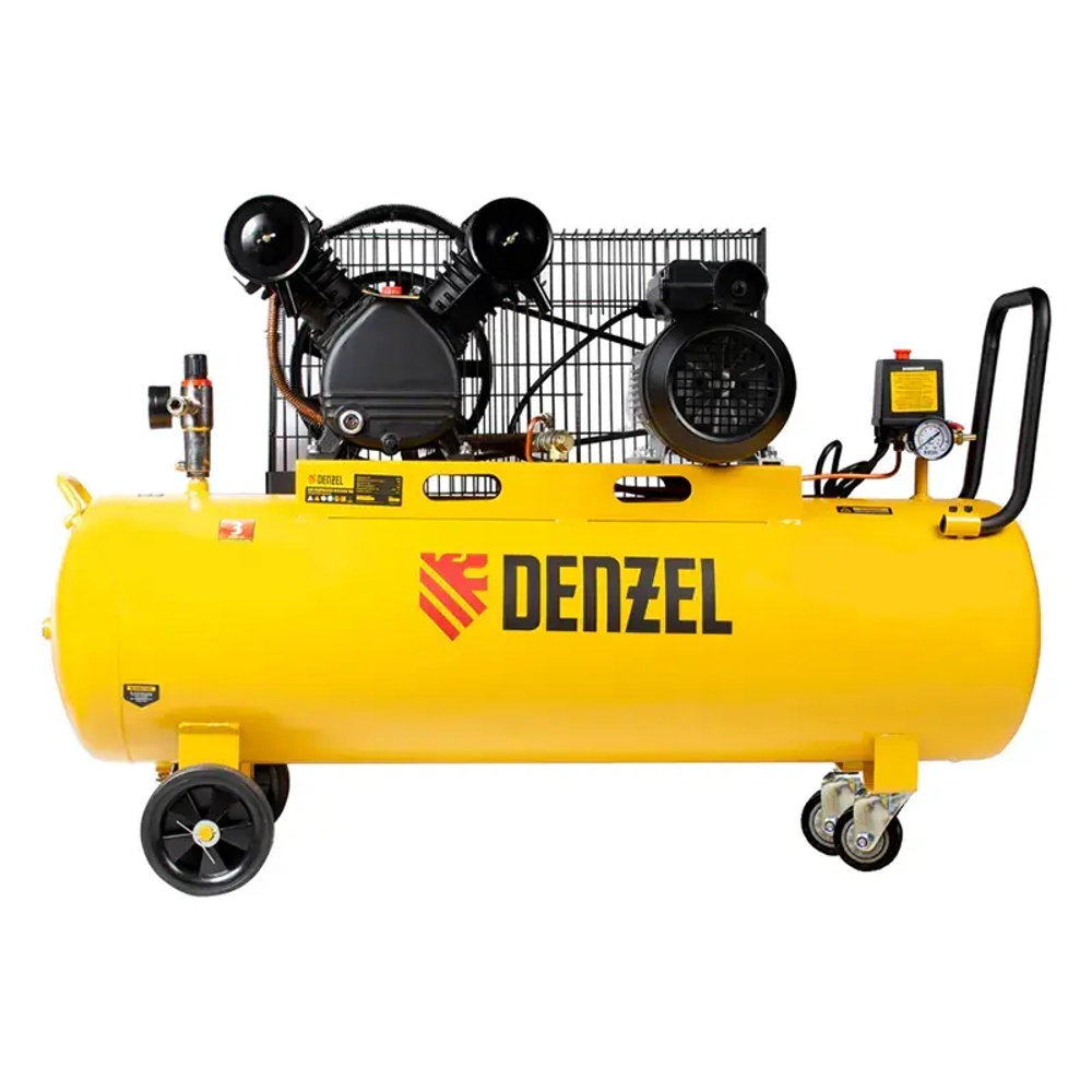 DENZEL BCV2300/100 компрессор воздушный 2.3 квт, ременный привод, 100 литров, 440 л/мин 58111
