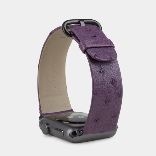 Ремешок для Apple Watch 40/41/42 mm из кожи страуса, фиолетового цвета