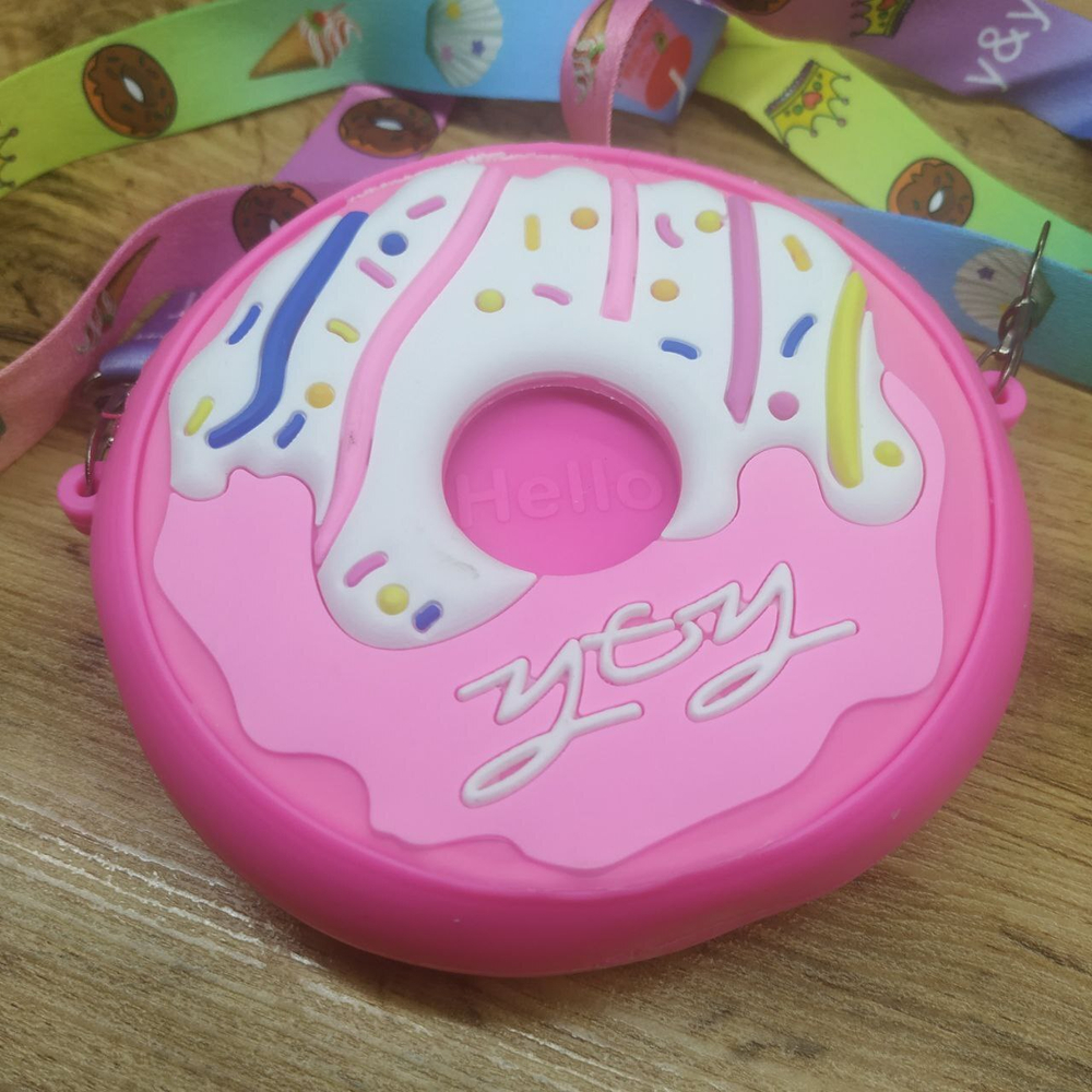Сумочка-кошелек Пончик Hello силикон (круглая) цвет розовый