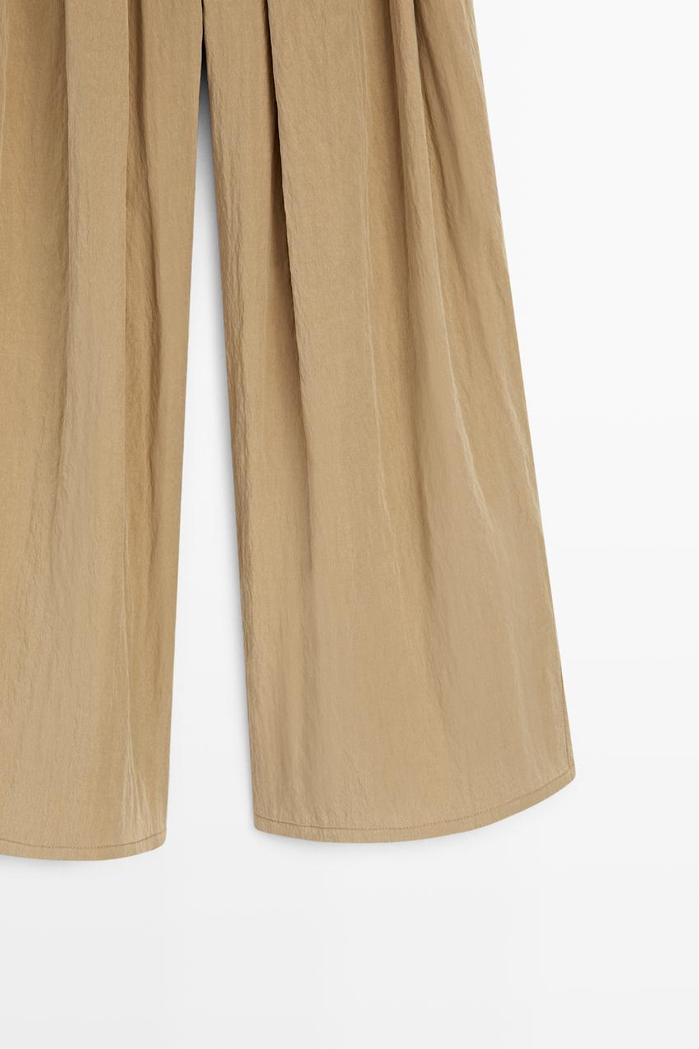 Massimo Dutti Брюки-палаццо со складками, цвет верблюжьей шерсти