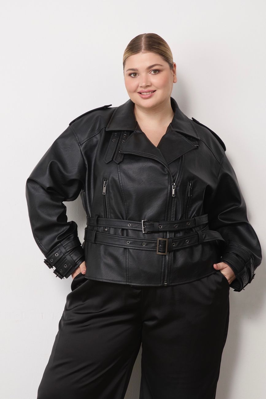 Куртка-косуха с ремнями, черный