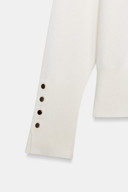 ZARA БАЗОВЫЙ ОДНОТОННЫЙ ДЖЕМПЕР, ЭКРЮ