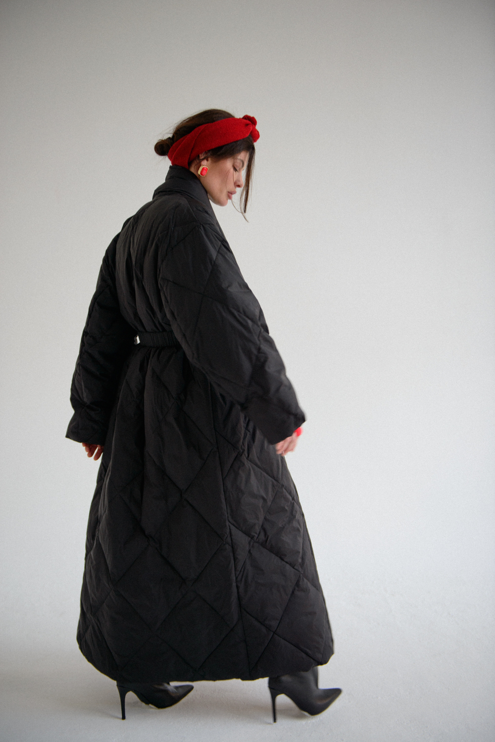 Пуховик длинный с поясом ROMMY