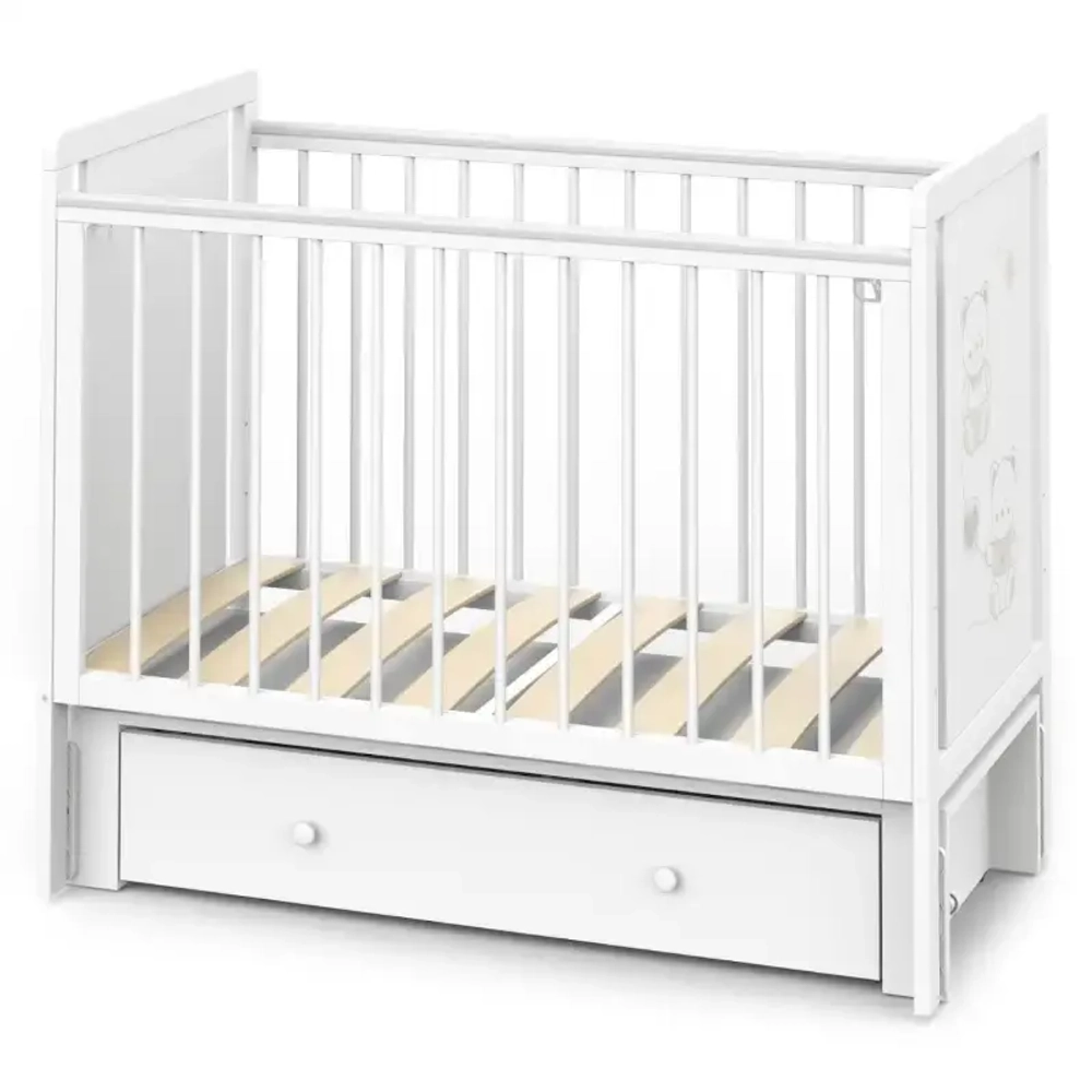 Кровать детская Indigo Happy Friends маятник на колесах, ящик