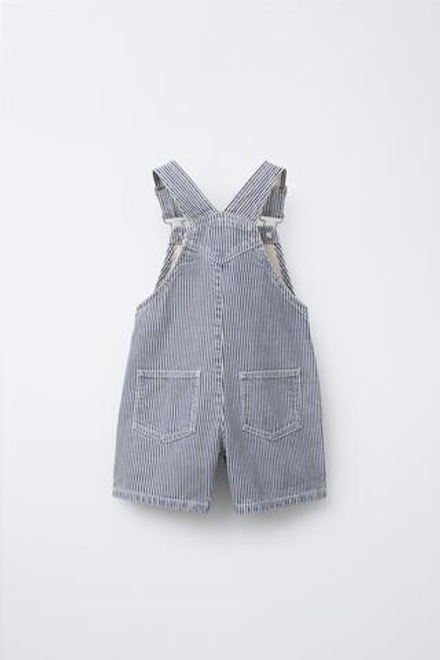 ZARA КОРОТКИЙ КОМБИНЕЗОН В ПОЛОСКУ, СИНИЙ/БЕЛЫЙ