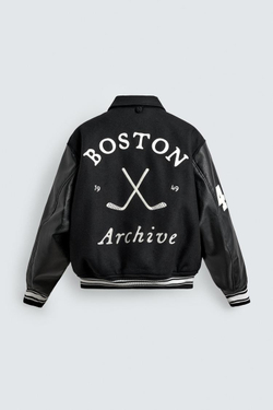 ZARA КОМБИНИРОВАННЫЙ БОМБЕР С ВЫШИВКОЙ, ЧЕРНЫЙ