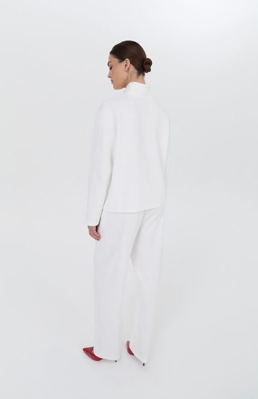 Брюки прямые, пике, молочный