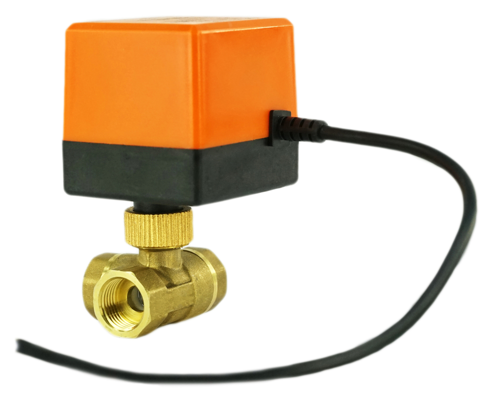 Brass ball 3-way valve Threaded NPT/BSP T-type standard port Elephant RP.BRASS.120.MM 232 PSI with electric actuated 110VAC without limit switches