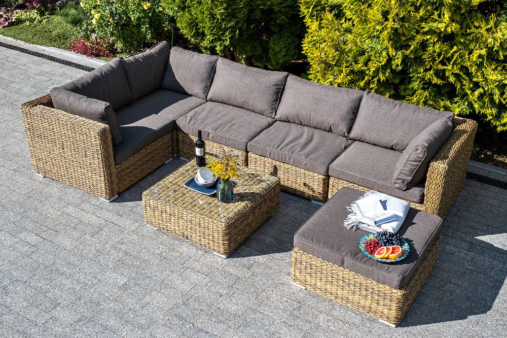 "Лунго" модуль диванный угловой с подушками, цвет соломенный (гиацинт)