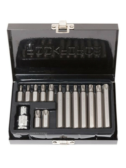 Набор бит TORX с битодержателем,15пр. 1/2''(L: 30/75мм, Т20,Т25,Т30,Т40,Т45,Т50,Т55) RockForce##Rock FORCE RF-4156(C)