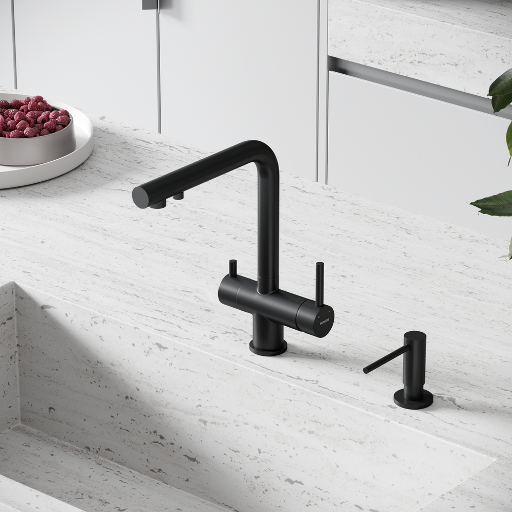 Смеситель для кухни Sancos Foster с краном для фильтра, черный матовый, SC4014MB