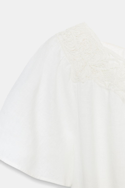 ZARA ЛЬНЯНОЕ ПЛАТЬЕ МИДИ С ВЯЗАНЫМИ ЭЛЕМЕНТАМИ — ZW COLLECTION, СВЕТЛО-БЕЖЕВЫЙ