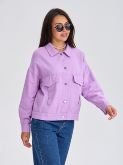 Джинсовая куртка женская лиловая