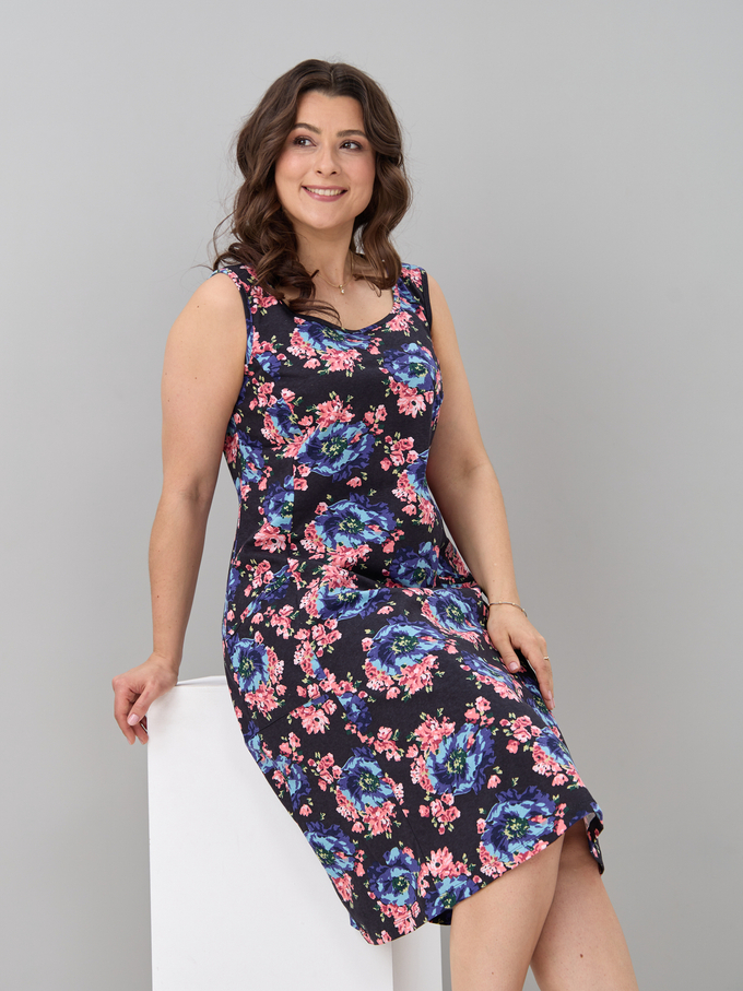 Платье П-012/синийголубой-пион