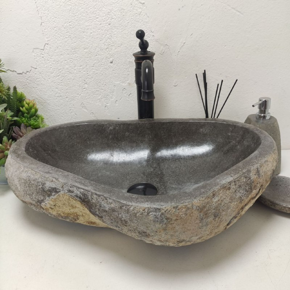 Каменная раковина из речного камня RS-62034 (57*40*15)