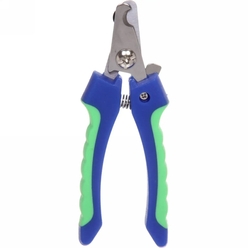 Когтерез для животных «ЗООУЛЬТРА», пружинный механизм, ручки прорезиненные - волна, цвет синий / зелёный, 12см