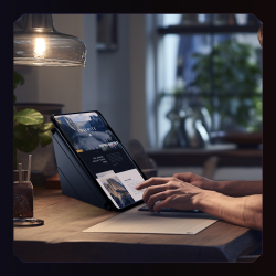 Чехол книжка синего цвета от Nillkin для Xiaomi Pad 7 и 7 Pro, серия Bumper Pro Case-Multi Angle Folding Style, многофункциональный складной стиль