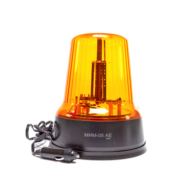 Маяк импульсный 12/24 В, желтый, 30 светодиодов, 3 режима вспышки, сенсорный, крепление на магните, соединение в прикуриватель, H=208мм D=180мм