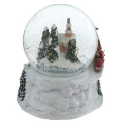 GAEM Фигурка декор в стекл шаре "Дом и Дед Мороз", (подсвет,муз, вьюга 3хАА н/п), D 11 см, L16 W16 H16 см