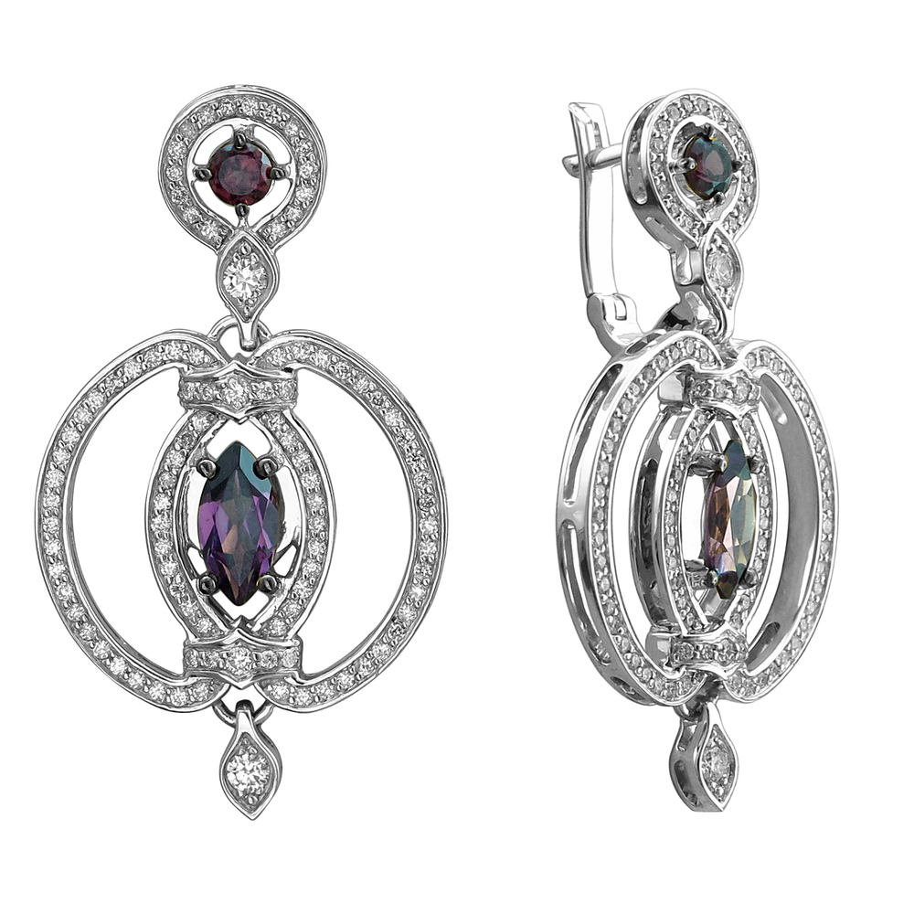 Серьги с бриллиантом  из белого золота JA-S-627988-5