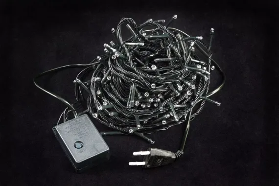 Светодиодная нить 13.5 м., 220V, 200 разноцветных LED ламп, контроллер, черный провод, Winner Light (m.01.5B.200-)