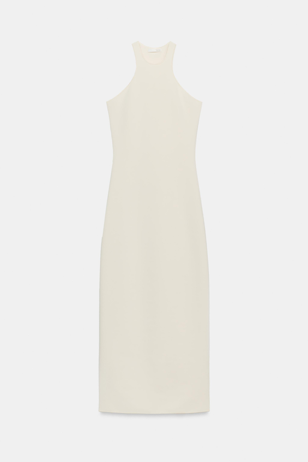 ZARA ЭЛАСТИЧНОЕ ПЛАТЬЕ С ГОРЛОВИНОЙ ХАЛТЕР, ЭКРЮ