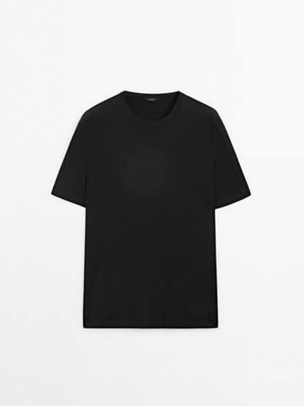 Massimo Dutti Футболка из смесовой шерсти, черный